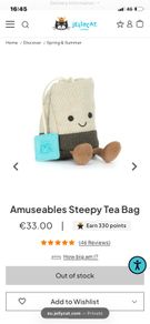New Jellycat Steepy Tea Bag