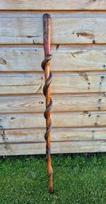 Hand-Carved Wooden Snake Walking Stick / Serpent Cane