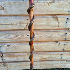 Hand-Carved Wooden Snake Walking Stick / Serpent Cane
