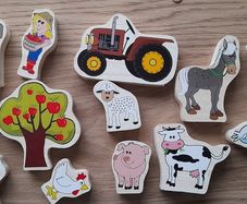 wooden farm characters