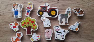 wooden farm characters