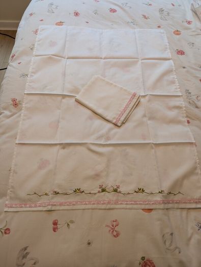 Hand-Embroidered Moses Basket Sheet  Traditional Madeira Embroidery 100% Cotton