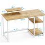 Office Desk 100cm with Monitor Stand, Oak Study Computer Desk, Reversible Storage Shelves, Space Saving, Easy Assembly, For Home and Small Spaces Image 5