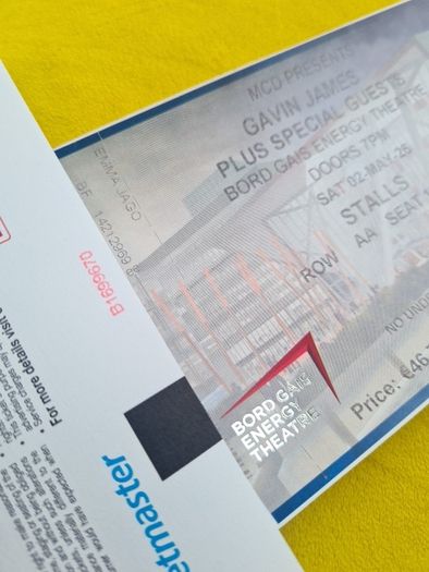 2 Gavin James Plus Special Guests Bord Gas Energy Theatre. 30 each