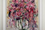 48cm Original Floral Art Floral painting Flowers in Vase Abstract Painting FRAMED Pretty Abstract Floral Painting Original artwork