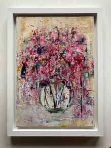 48cm Original Floral Art Floral painting Flowers in Vase Abstract Painting FRAMED Pretty Abstract Floral Painting Original artwork
