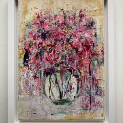 48cm Original Floral Art Floral painting Flowers in Vase Abstract Painting FRAMED Pretty Abstract Floral Painting Original artwork