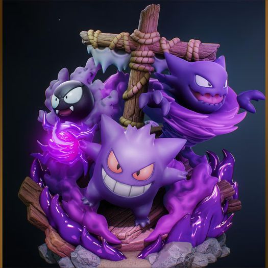 Gastly, Haunter and Gengar resin 3d print