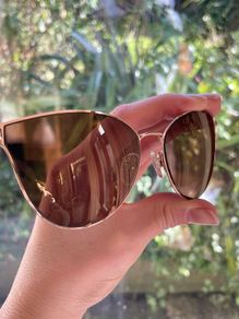 BCBGMaxazria Cat Eye Sunglasses, Gold tone, Pink Earpieces, Like New