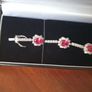 Stg silver bracelet, ruby and diamond colour gemstones Image 4