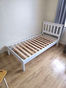 Single Bed - White wooden frame