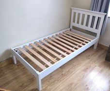 Single Bed - White wooden frame
