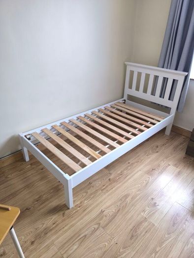Single Bed - White wooden frame