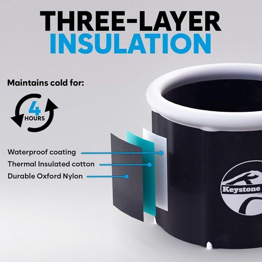 350L Inflatable Ice Bath, Portable Cold Plunge Tub with 3-Layer Insulation, Leak-Proof Design, Lid & Cover, Drain Valve, Cold Water Therapy
