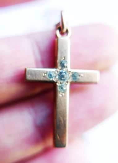 Antique Gold Plated  Cross Pendant Chain Necklace (antique chain clasp) length 17" - 4,7g
