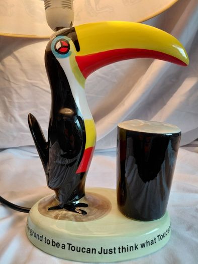 Ceramic Hand Painted Guinness Toucan Lamp