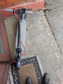AOVOPRO Electric Scooter, No Charger, and has no charge presently, wheels not turning, brakes may be siezed, not sure, excellent cosmetic condition