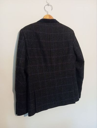 HERBIE FROGG Mens Tweed Blazer Blue Check Abraham Moon Wool Jacket 40R Velvet