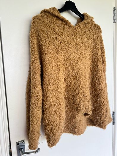 Sandro Paris Mohair Wool Blend Hooded Jumper Camel One Size