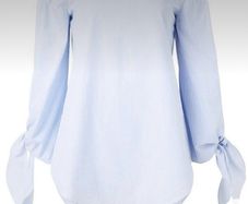 Witchery Blue pinstripes cold shoulder top Size 8 BNWT