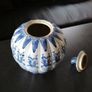 Vintage Blue & White Porcelain Pumpkin Image 4