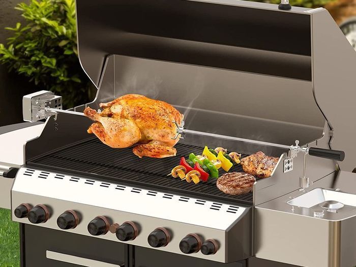 Universal BBQ Skewer Rotisserie Kit with Motor