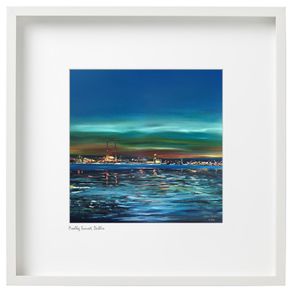 Poolbeg Sunset, Dublin. Large Framed print by Helen Mathews