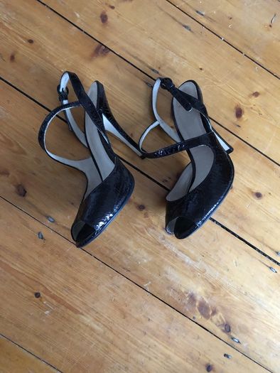 Black patent high heels