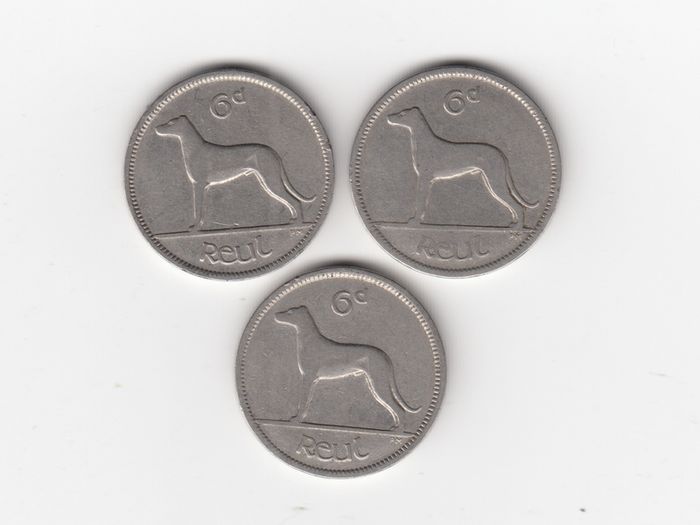 Ireland,3 x saorstat eireann , 6D, Coins (No: 353)