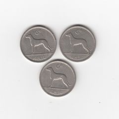 Ireland,3 x saorstat eireann , 6D, Coins (No: 353)