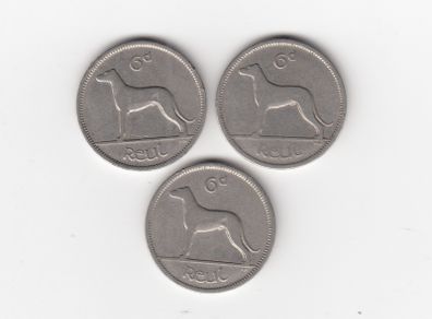Ireland,3 x saorstat eireann , 6D, Coins (No: 353)