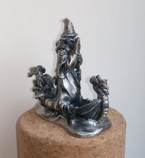 Metal Figure With Crystal - The Wizard Of The Lake