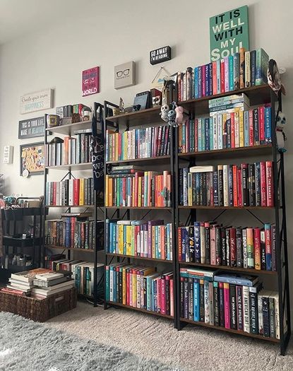 Bookcase 5 Tiers, Floor Standing Book Shelf, Wooden Shelf and Metal Frame Book Rack, Display Storage Rack Shelving Units for Living Room, Home Office - Rustic Brown Bookshelf MULTIPLE COLOURS AVAILABLE (FREE POSTAGE)