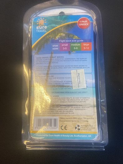 Brand New in box Flight Travel Socks Medium 6-8