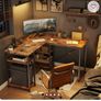 L-Shape Desk rustic brown wood Image 2