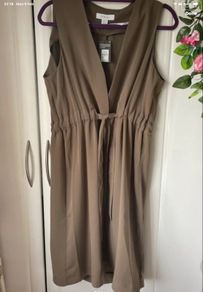 waistcoat Bnwt size 12 khaki long waistcoat with drawstring tie primark