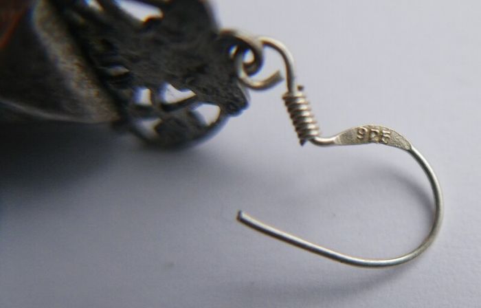 Vintage Sterling Silver 925 Dainty Violet Crystal and Silver Earrings 8,8g