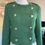 Green Tweed Textured Weave Jacket with Gold Buttons from Zara Image 5