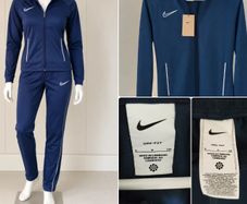 New Nike Womens Dri FIT Navy Blue Tracksuit Jacket & Trousers Size S