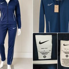 New Nike Womens Dri FIT Navy Blue Tracksuit Jacket & Trousers Size S