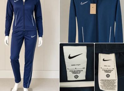 New Nike Womens Dri FIT Navy Blue Tracksuit Jacket & Trousers Size S
