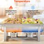 Rectangle Chafing Dish, 9.91L 4 Pack Stainless Steel Chafing Dish, Food Warmer Chafer Complete Set with Hollow Handle, 2 Food Tongs, Lid, Fuel Holder, Chafer Dishes for Banquet Party Wedding Image 7