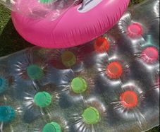 Pink Inflatable Ring with Handles & pool lounger + Pillow