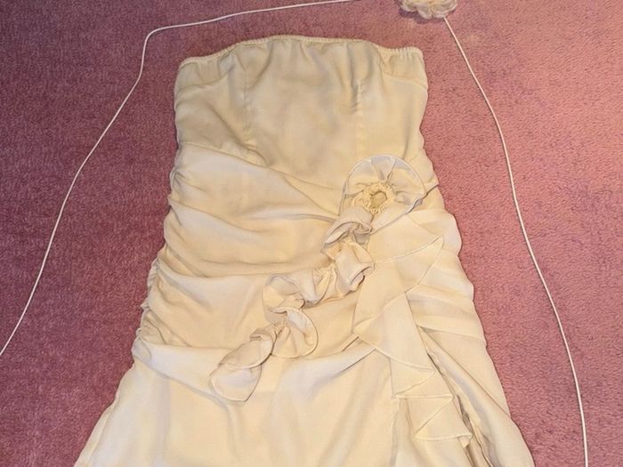 PrettyLittleThing cream dress matching neck tie