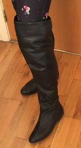 Vintage Long LEATHER Boots     /   Over-The-Knee Leather Flats