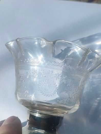 Art nouveau glass vase on Chester Sterling base