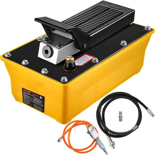 Air Hydraulic Pump, 10,000 PSI Hydraulic Foot Pump, 1.89 L Reservoir Foot Operated Air/Hydraulic Pump, with Hose and Spray Gun for Heavy Machinery Rigging, Auto Repair, Auto Body Frame Machines