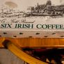 Vintage Set of 6 Gold Rimmed Irish Coffee Goblets in original box France clear glass green clover barware Shamrocks excellent condition . Image 6
