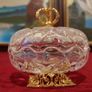 Killarney Crystal Cut Crystal Glass With Golden Crown Handle Lidded Jewelry Dish / Bowl With 22 Carat Gold Cover Handle and Footed Base Finishing Made In Ireland Image 2