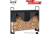 4.3FT Outdoor Firewood Rack with Cover, 52x14.2x46.1 in, Heavy Duty Firewood Holder &amp; 600D Oxford Waterproof Cover for Fireplace, Patio, Indoor/Outdoor Log Storage Rack for 1/4 Cord of Firewood